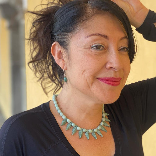 jadeite necklace, guatemalan jewelry, sage jade, cool necklace