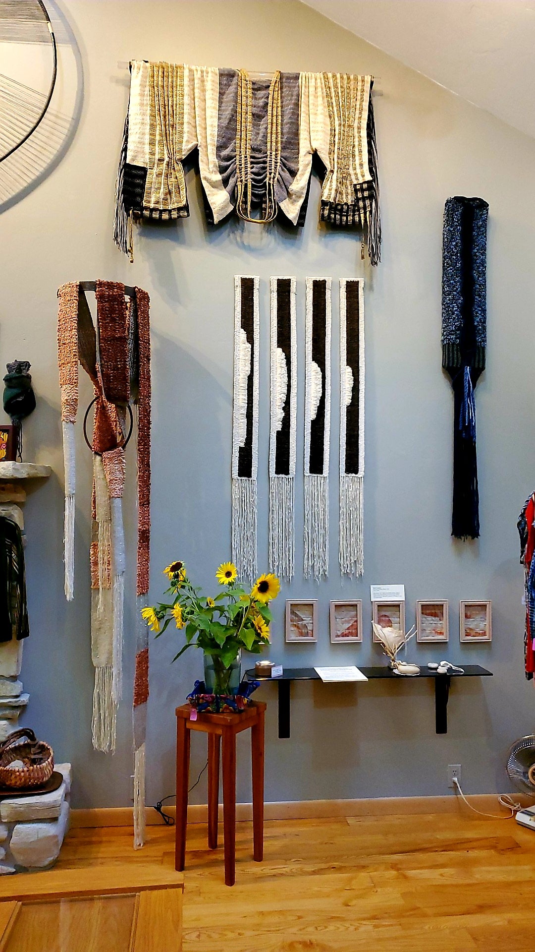 Door county art Galleries, best art galleries in door county, Interfibers, Fish Creek Art Gallery, wall tapestries, custom made fiber art, boho chic decor in wisconsin, door county artist, Wendy Carpenter, fiber art wall tapestries, boho tapestries, door county wall tapestries