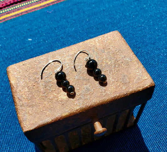 Jade earrings, mayan style jewelry, jadeite earrings, black earrings, silver and jade jewelry, texture, roasted texture, jadeite and roast