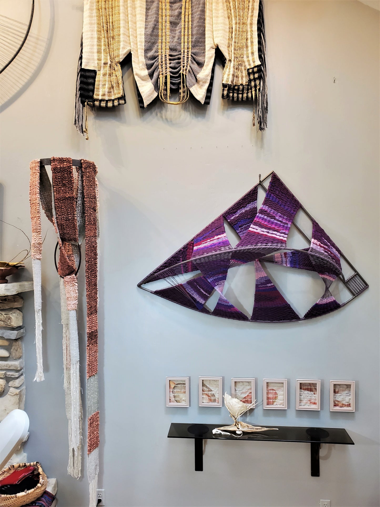 Violet Fiber Wall Sculpture | SOLD | Boho Decor in Door County | Commissioned Work Available