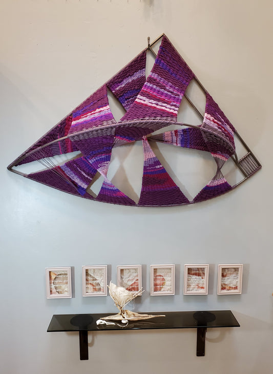 Violet Fiber Wall Sculpture | SOLD | Boho Decor in Door County | Commissioned Work Available