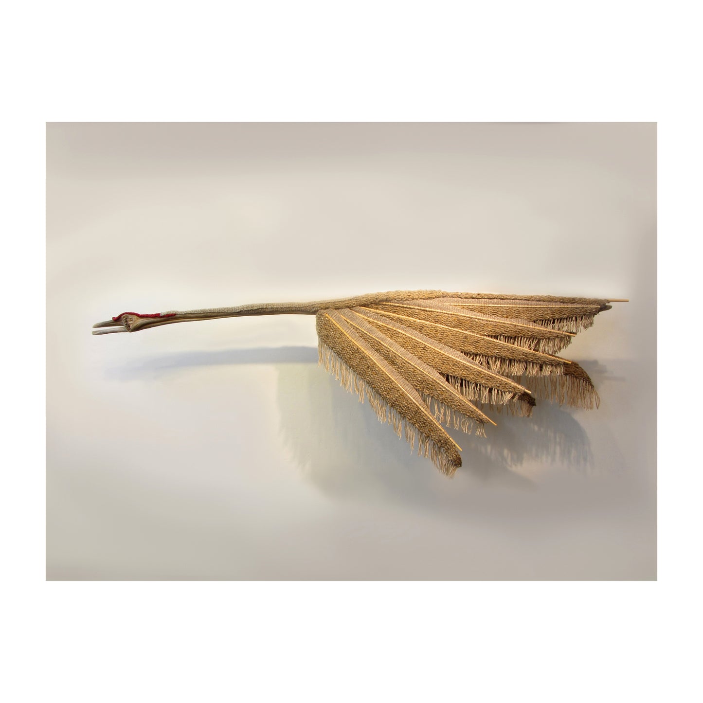 Sand Hill Crane Fiber Wall Sculpture | 8' W x 4'L | SOLD | Handmade Boho Decor in Door County | Art Gallery in Door County