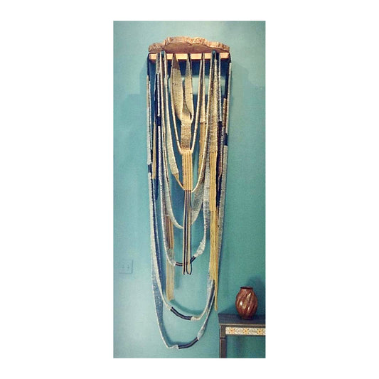 Waterfall Fiber Wall Sculpture | Sold | Boho Decor in Door County | Commissioned Work Available